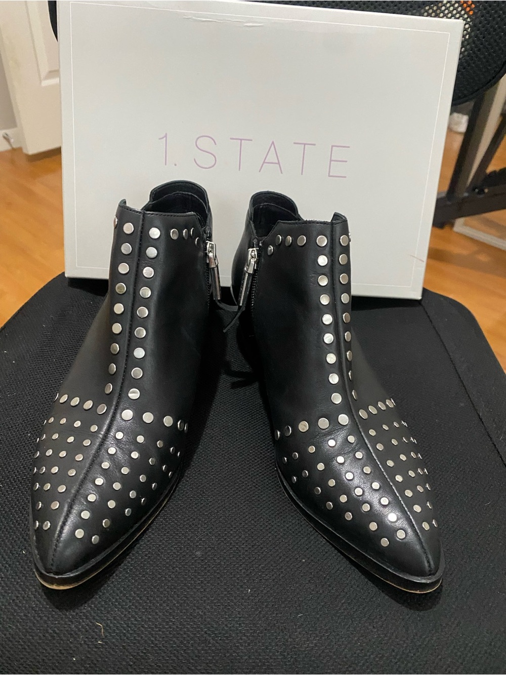 1. State Black Studded Leather Chukka Boots